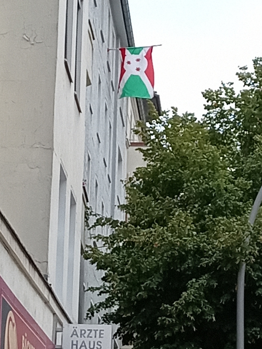 Embassy of Burundi 4th Floor, of  an old building in Berlin, with Burundi Flag